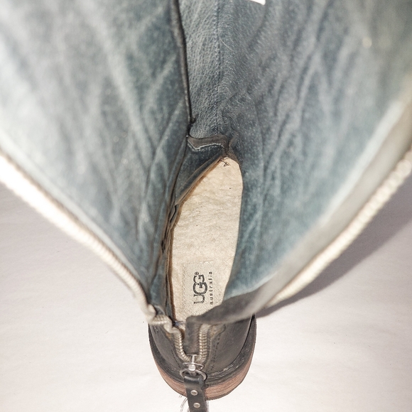 UGG Women Tatum Padded Quilt Buckle Strap Zipup Moto Mid-Calf Boots Size 7 Black - Picture 12 of 13